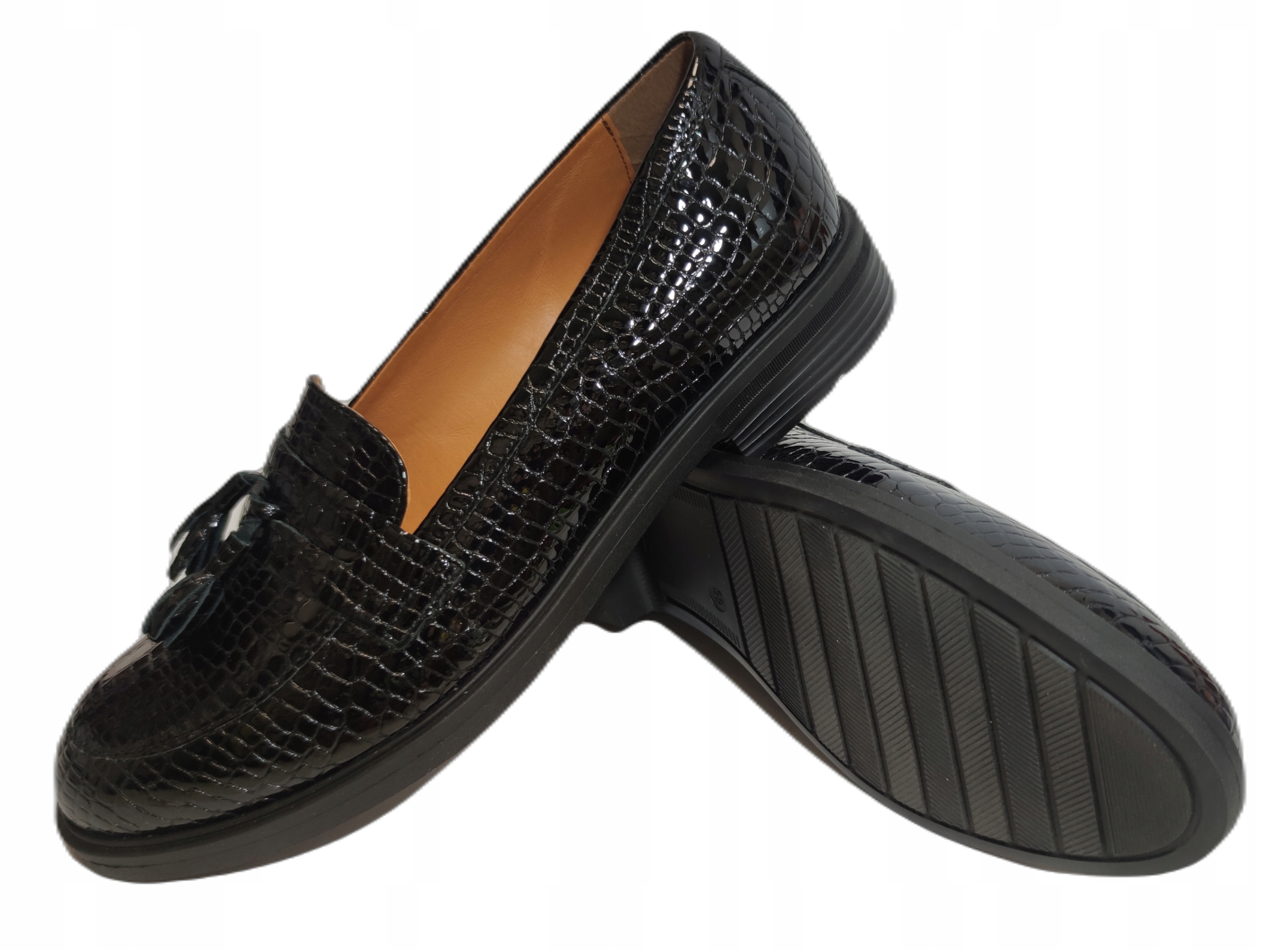 Lakované mokasíny Bioeco Arka 6146 Kůže r36