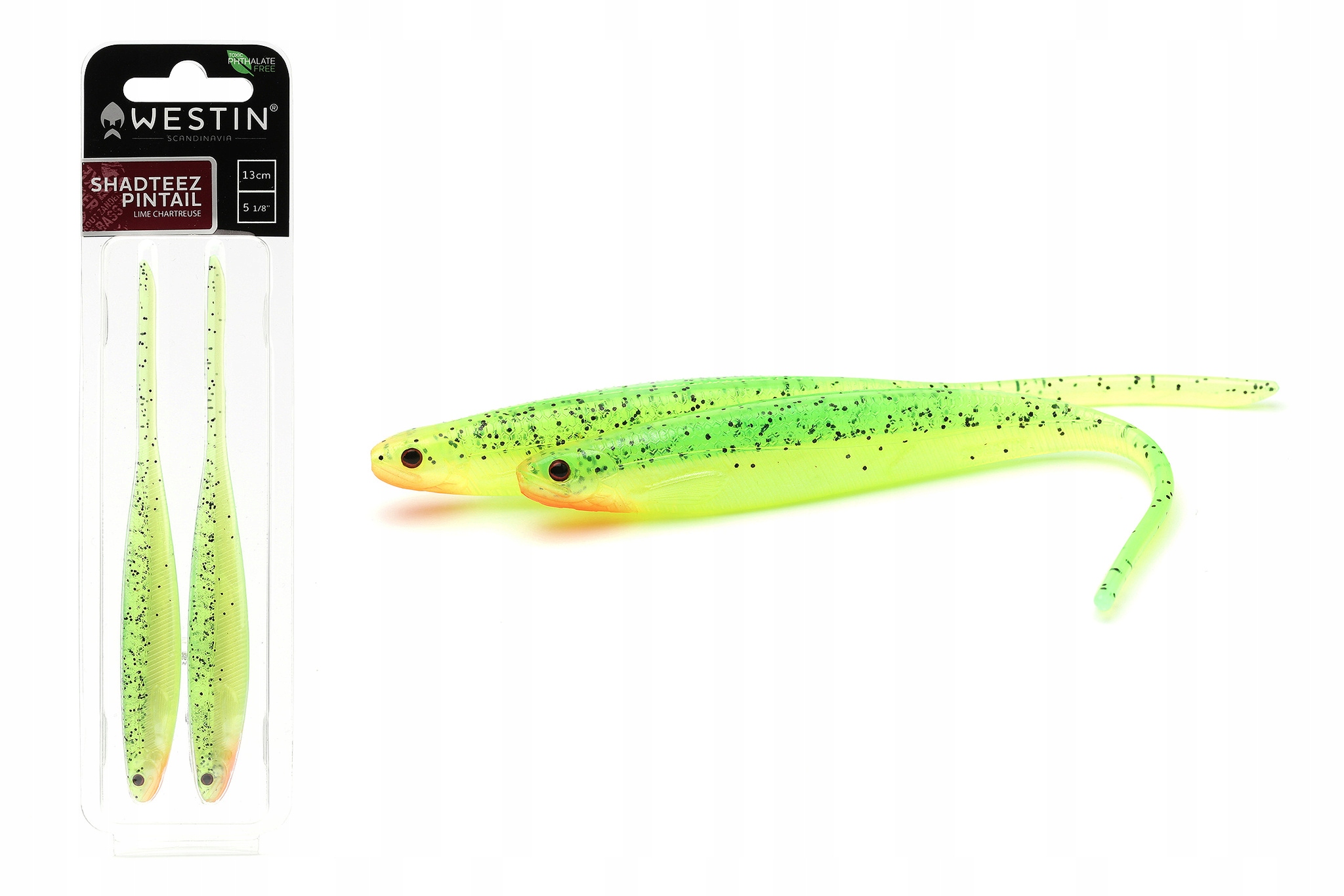 Gumy Westin Shadteez Pintail 13cm/2szt Lime Chartreuse Uv