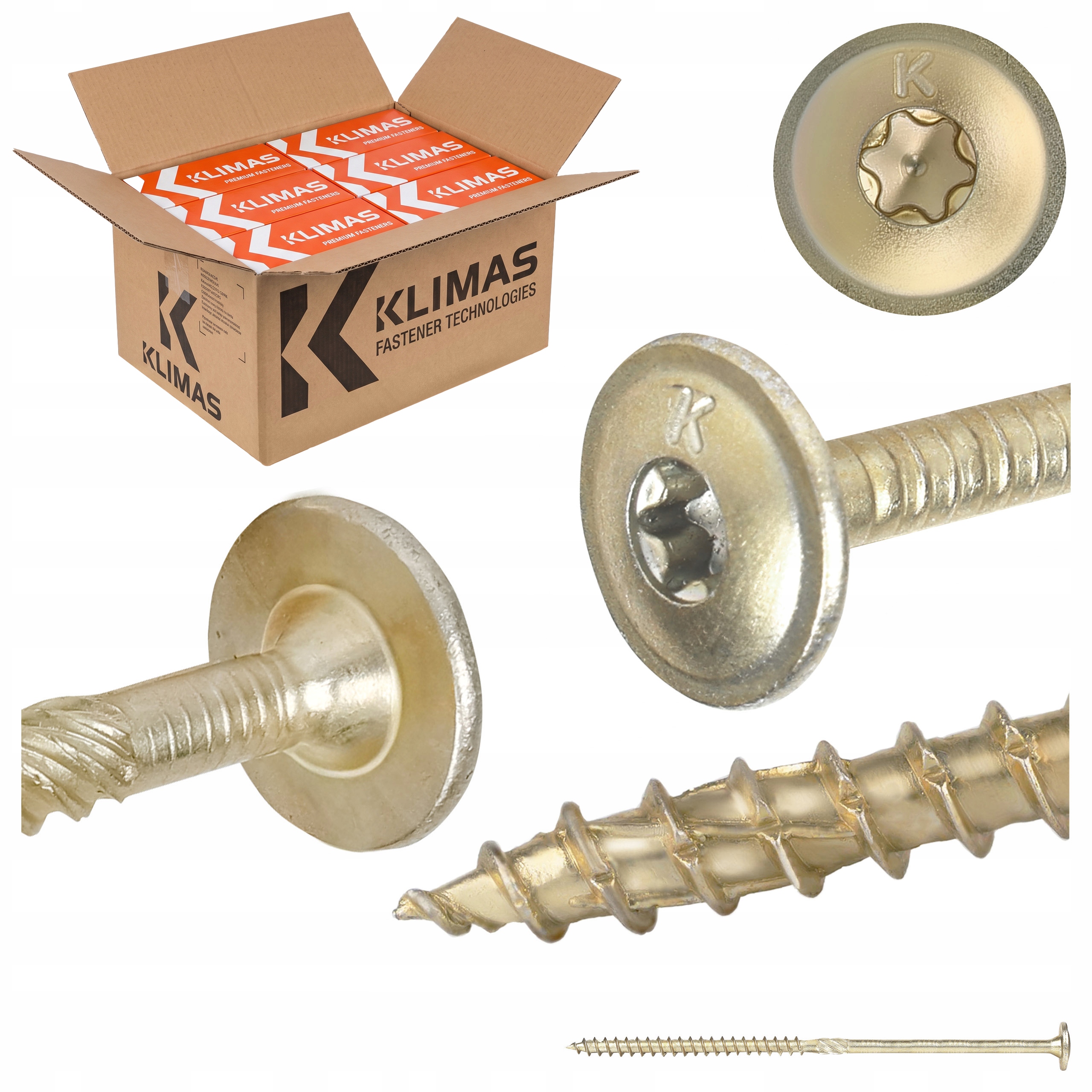 Tesárske skrutky Torx 5x120 mm 1200 ks tanierové na drevo Klimas Wkcp