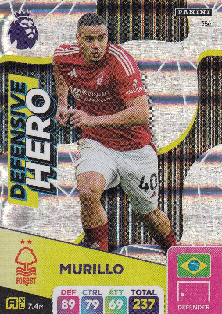 Panini Premier League 2025 Adrenalyn XL karta Defensive Hero Murillo 386