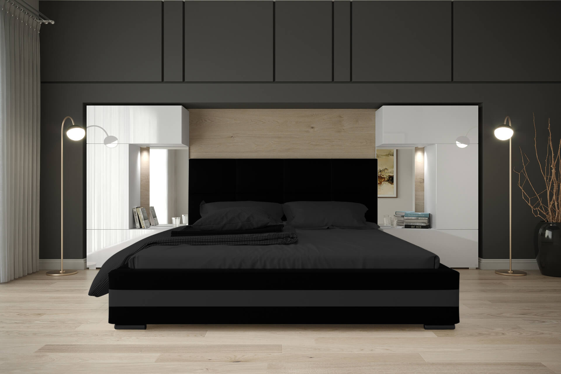 Meblościanka Meble Do Sypialni Opcja LED Panama 1M