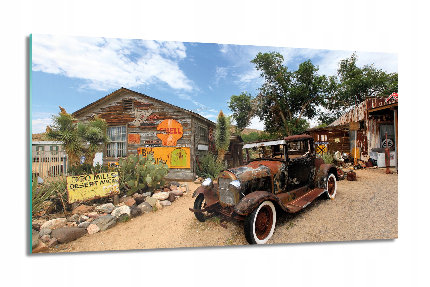 Staré auto route 66 Foto skleněná grafika 100x60