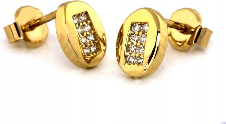 Zlaté náušnice 585 jemné oválné na tyčince, elegantní vzor jako dárek