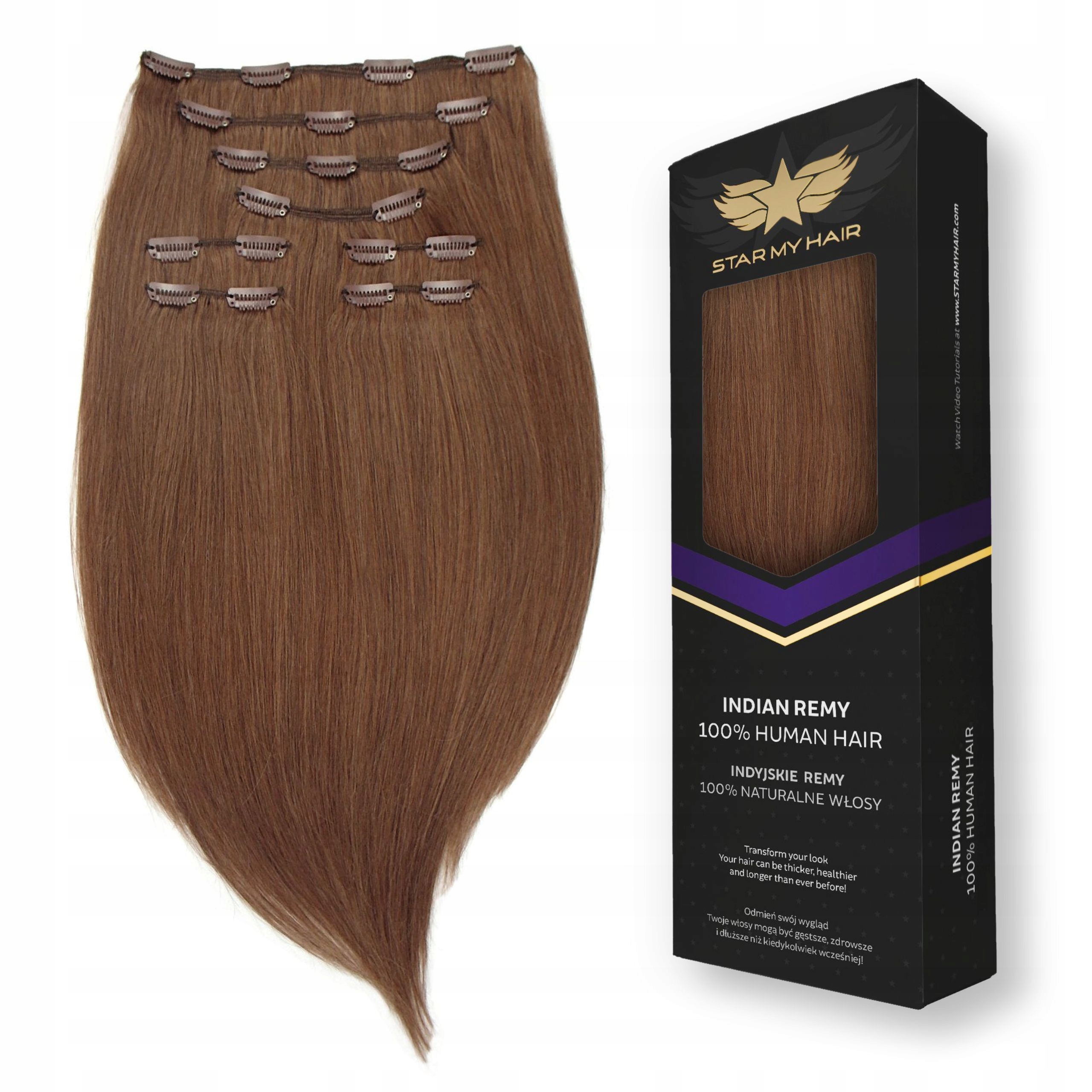 Włosy naturalne doczepiane Clip-in 40-45 cm 8 taśm 120g grube Star My Hair