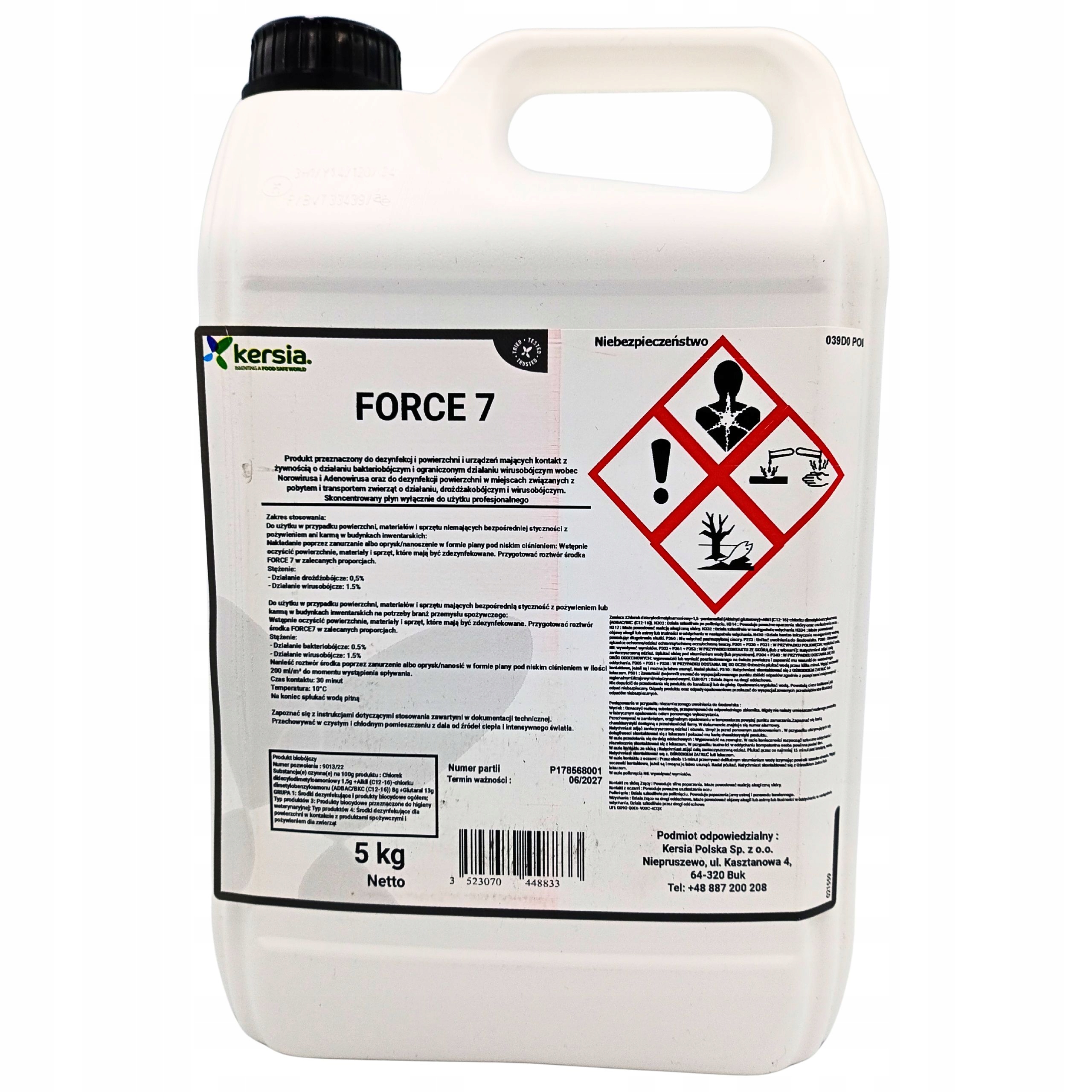 Kersia Force 7 10 kg Přípravek pro dezinfekci prostor a nástrojů Ai/asf