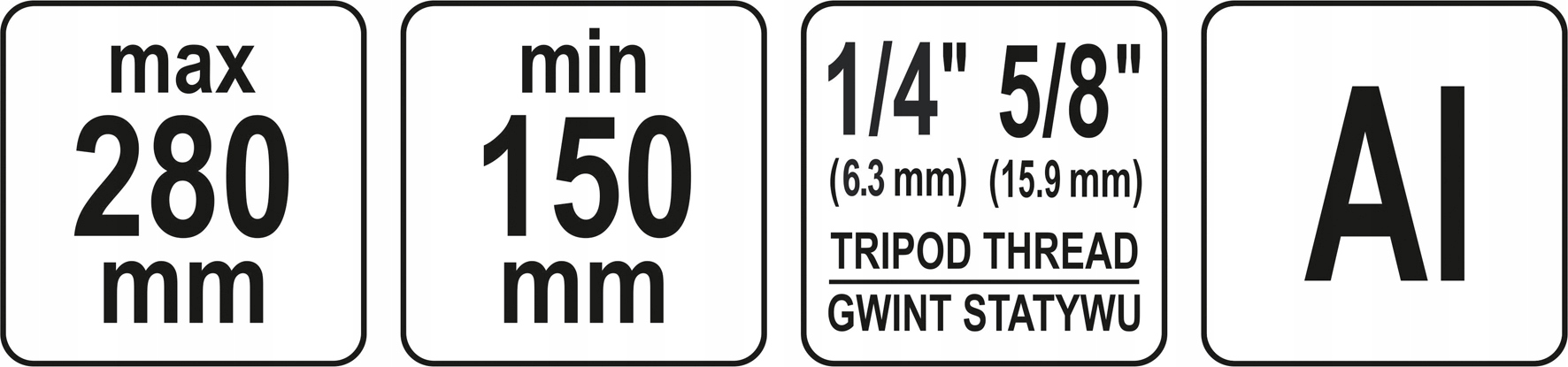 STATYW ALUMINIOWY 28 CM Zakończenie nóg gumowe