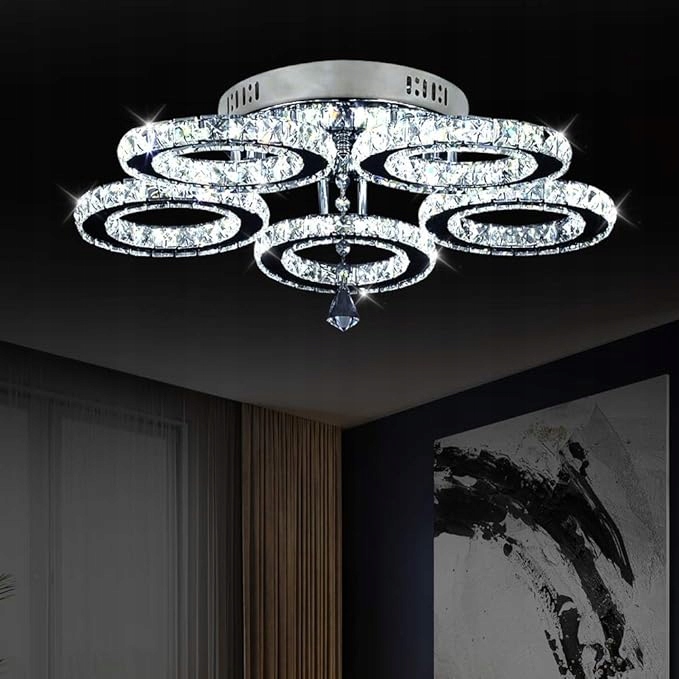 Kryształowa lampa sufitowa Led 53 cm. Nowoczesny kryształowy żyrandol