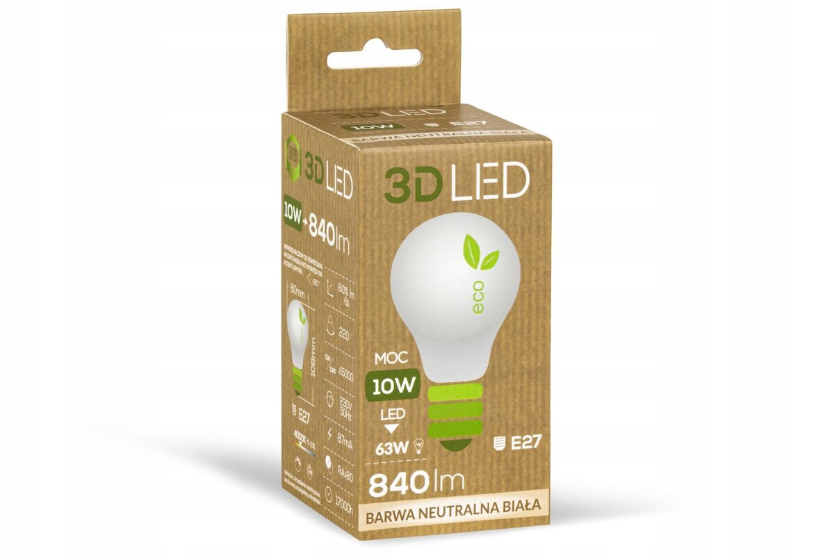 

Żarówka Led 3DLED E27 10W A+ barwa neutralna