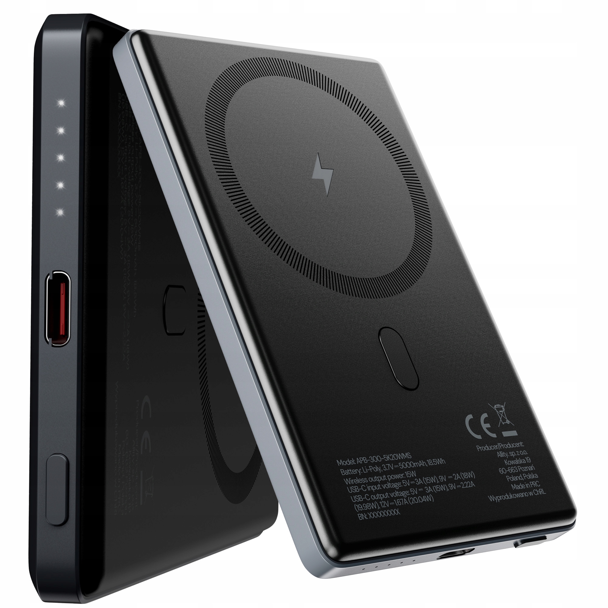 Allity mini powerbanka 5000 mAh pro iPhone, indukční, bezdrátová, MagSafe