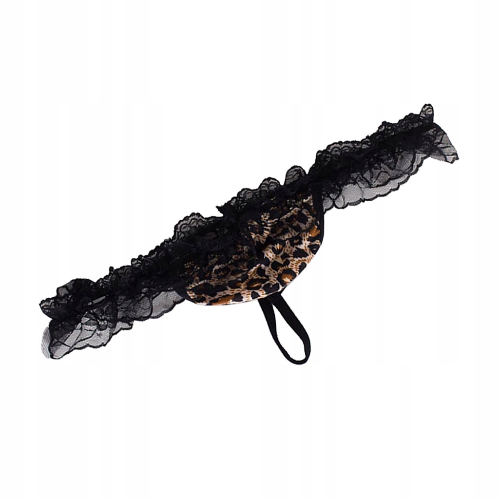 Sissy Men Lace Ruffled Pouch G Leopard print