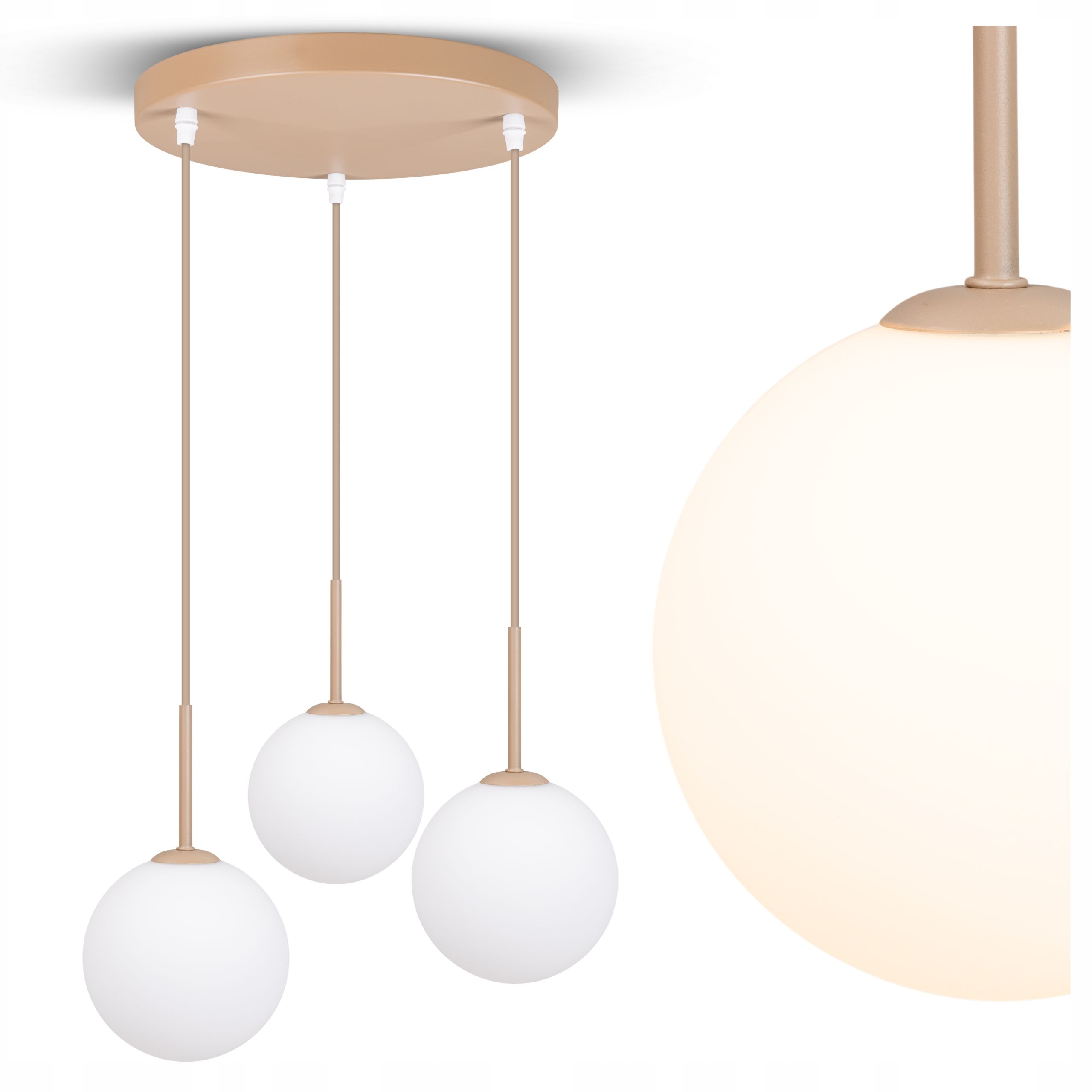 Závěsné Stropní Svítidlo Lustr Ecru Béžová Loft Kule Moderní G9 Nastavitelná