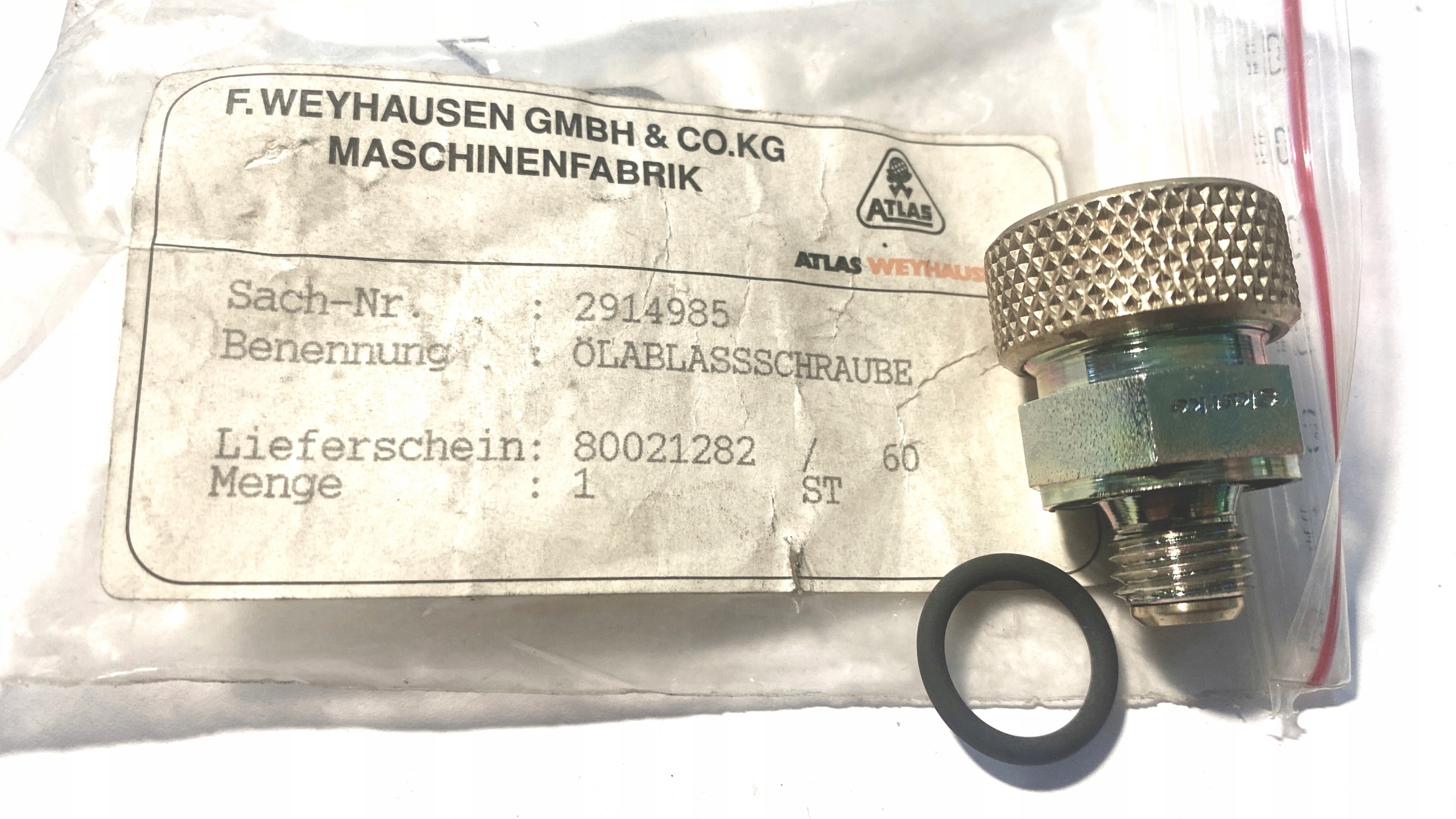 ATLAS 2914985 śruba spustowa oleju Producent części Atlas