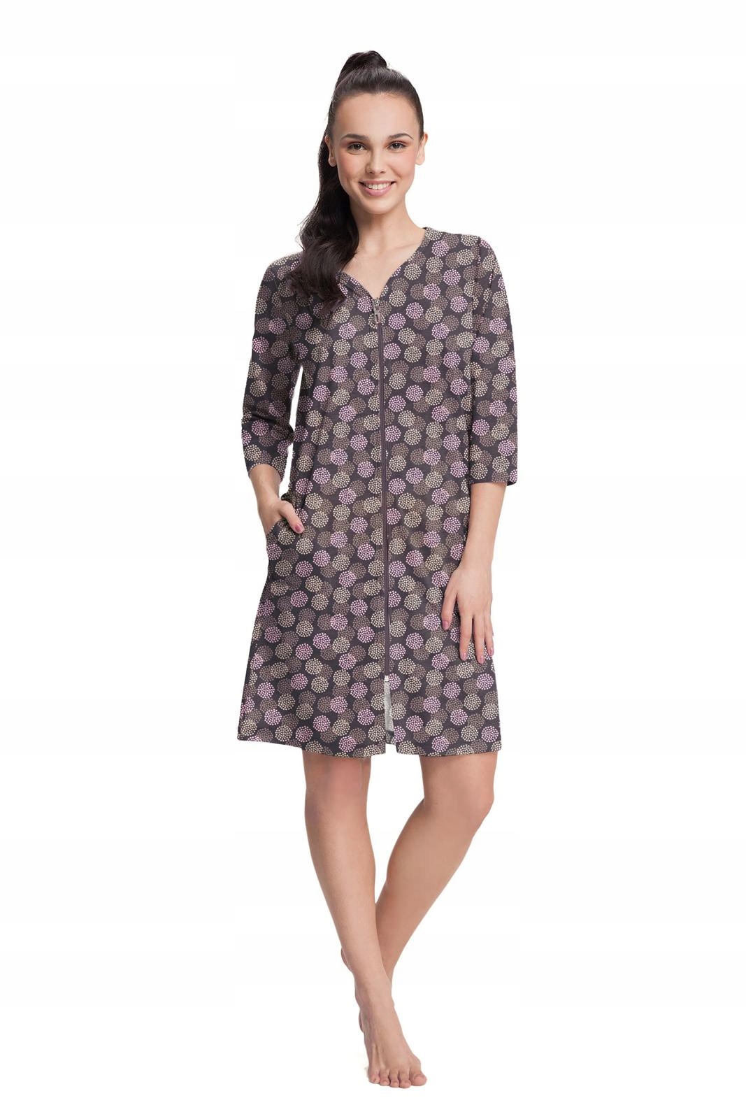 Dámský župan Luna kód 390 švestková (švestková) květinové rozety 4XL