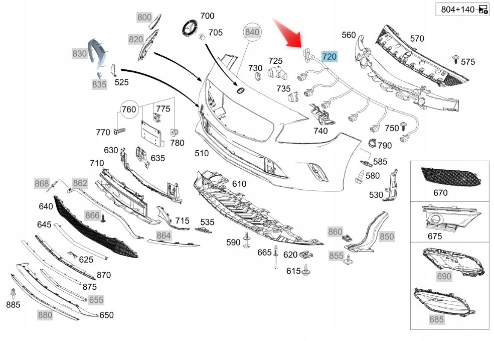 Svazek Nárazníku Přední A Třída Mercedes Oe A1765401902
