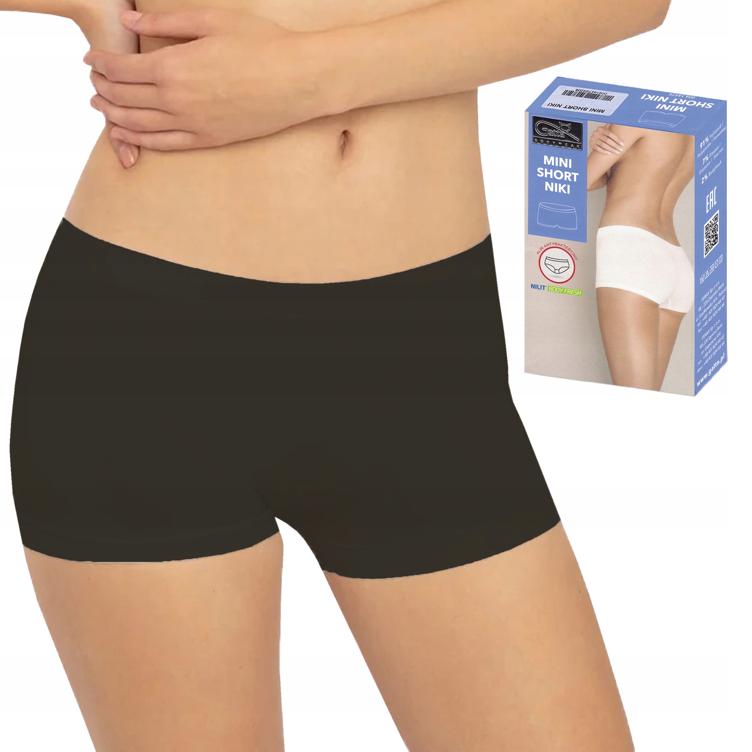 Bezszwowe szorty Niki Mini Short Gatta czarne, XL