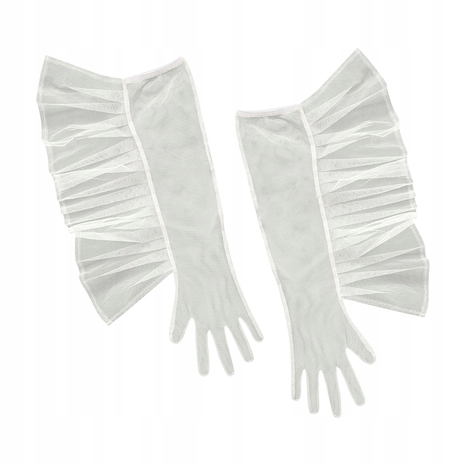 Dámske rukavice Čipkované Rukavice s volánom Celoprstové rukavice na obliekanie do bielej