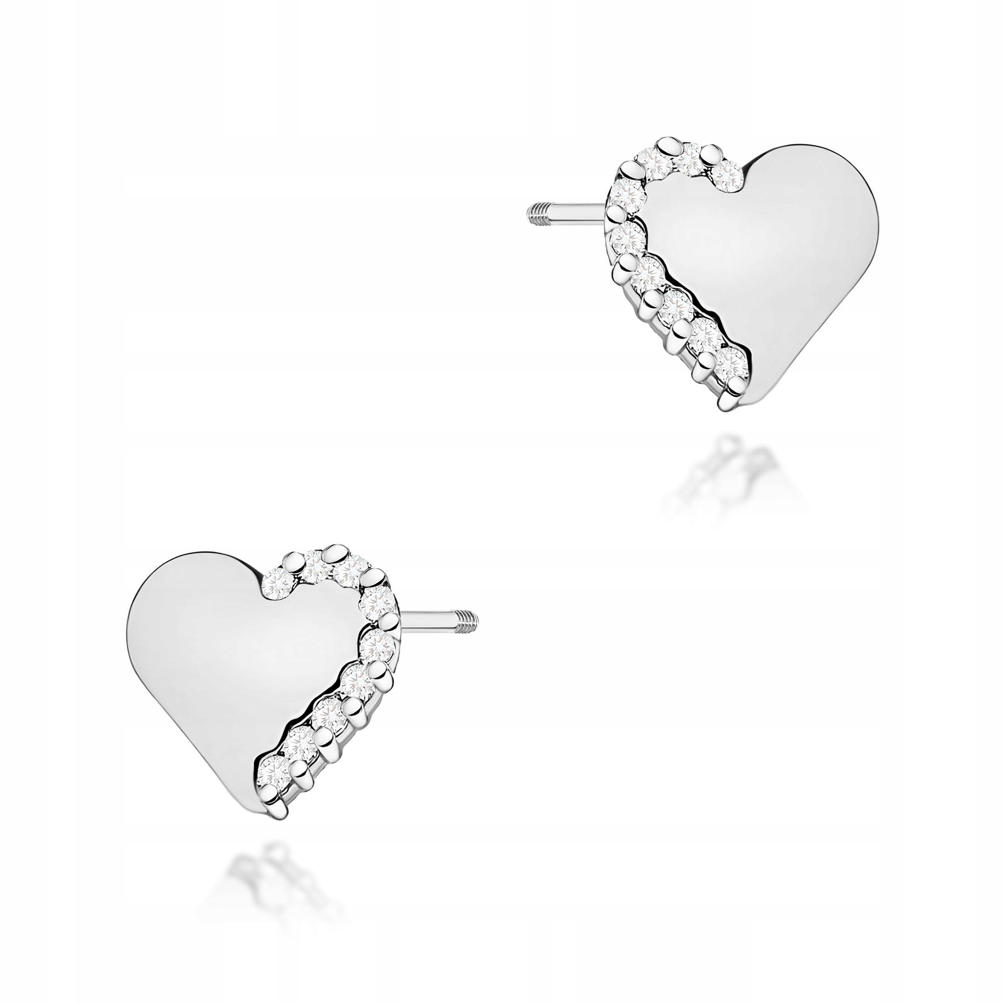 Náušnice z bílého zlata 585 diamanty 2x0,12 ct, šroubovací tyčinky pro ženy