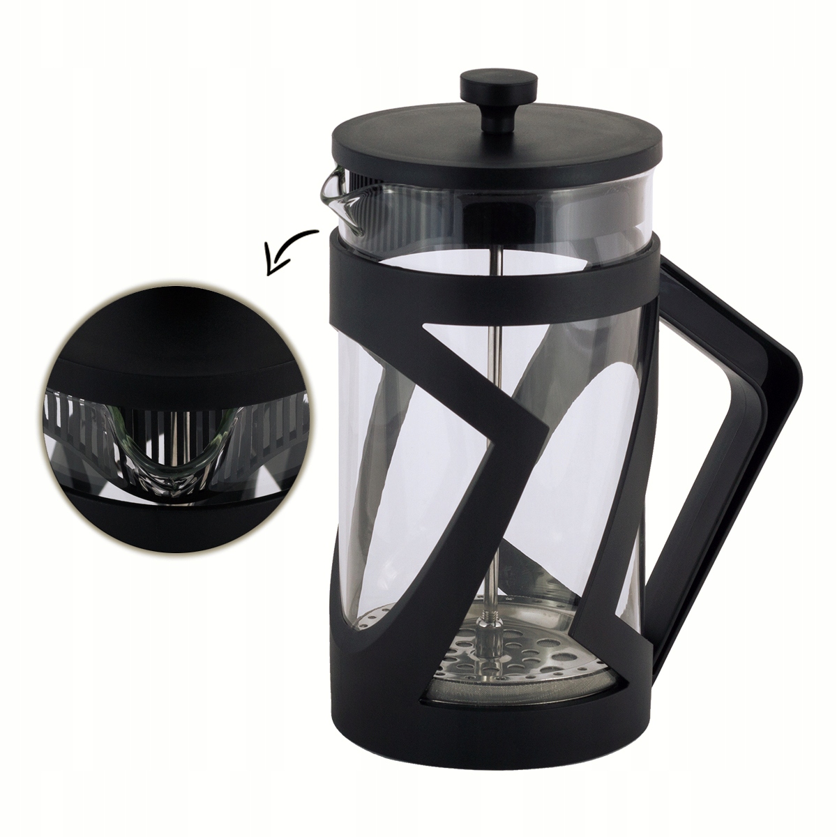 Szklany ZAPARZACZ do HERBATY KAWY 1000 ml KAMILLE Materiał szkło