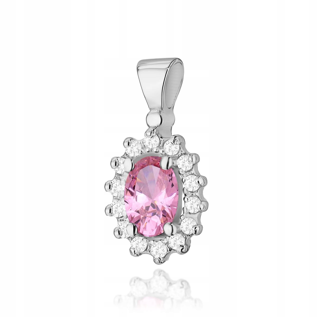 Zlatý přívěsek 585 růžový topaz s bílým zlatem a brilianty 1 g Valentýn
