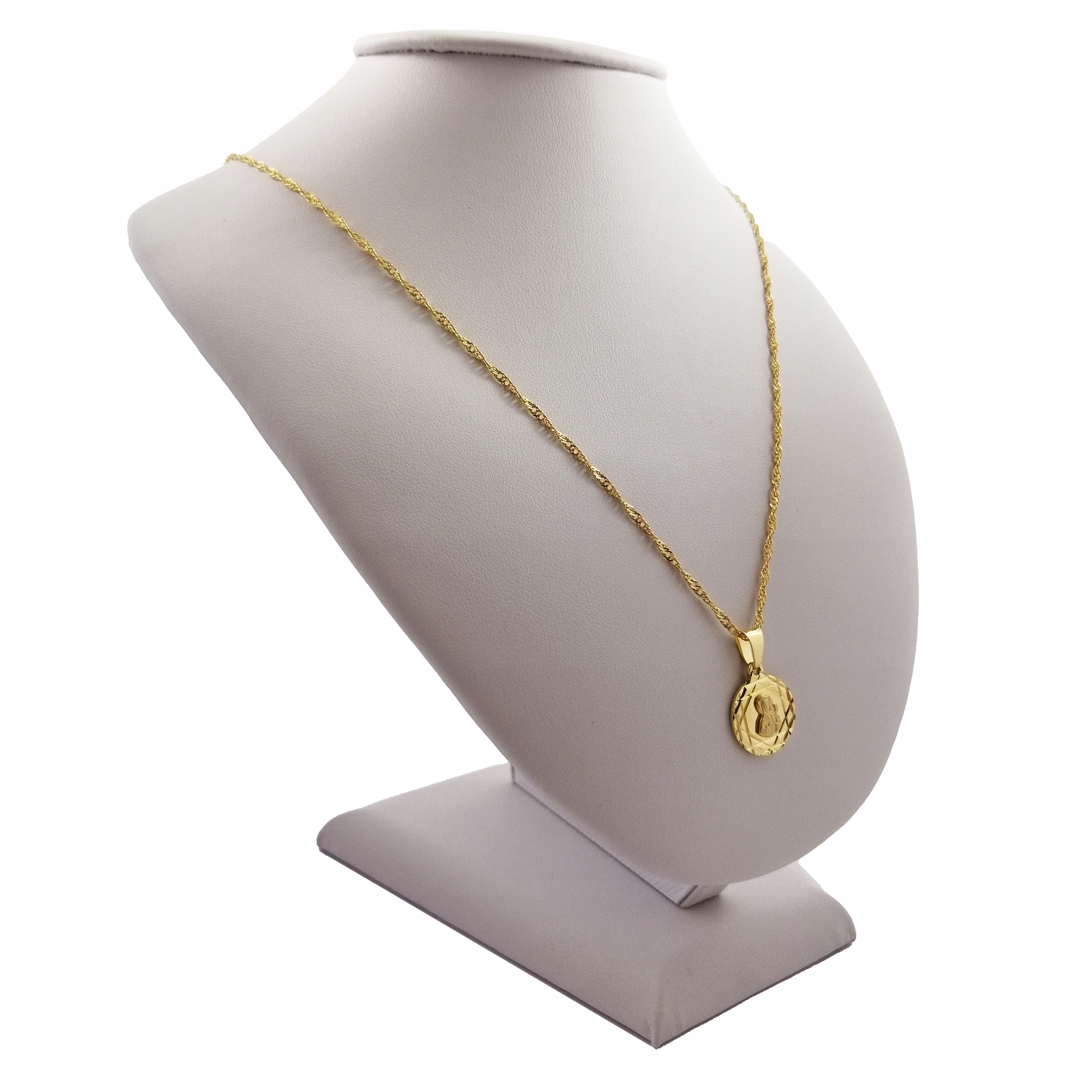 ZŁOTY ŁAŃCUSZEK + MEDALIK MATKA BOSKA PR. 925/585 PREZENT NA BIERZMOWANIE Długość całkowita 55 cm