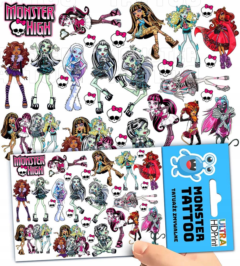 TATUAŻE ZMYWALNE TYMCZASOWE DLA DZIECI MONSTERS POTWORY WZORY ORYGINALNE