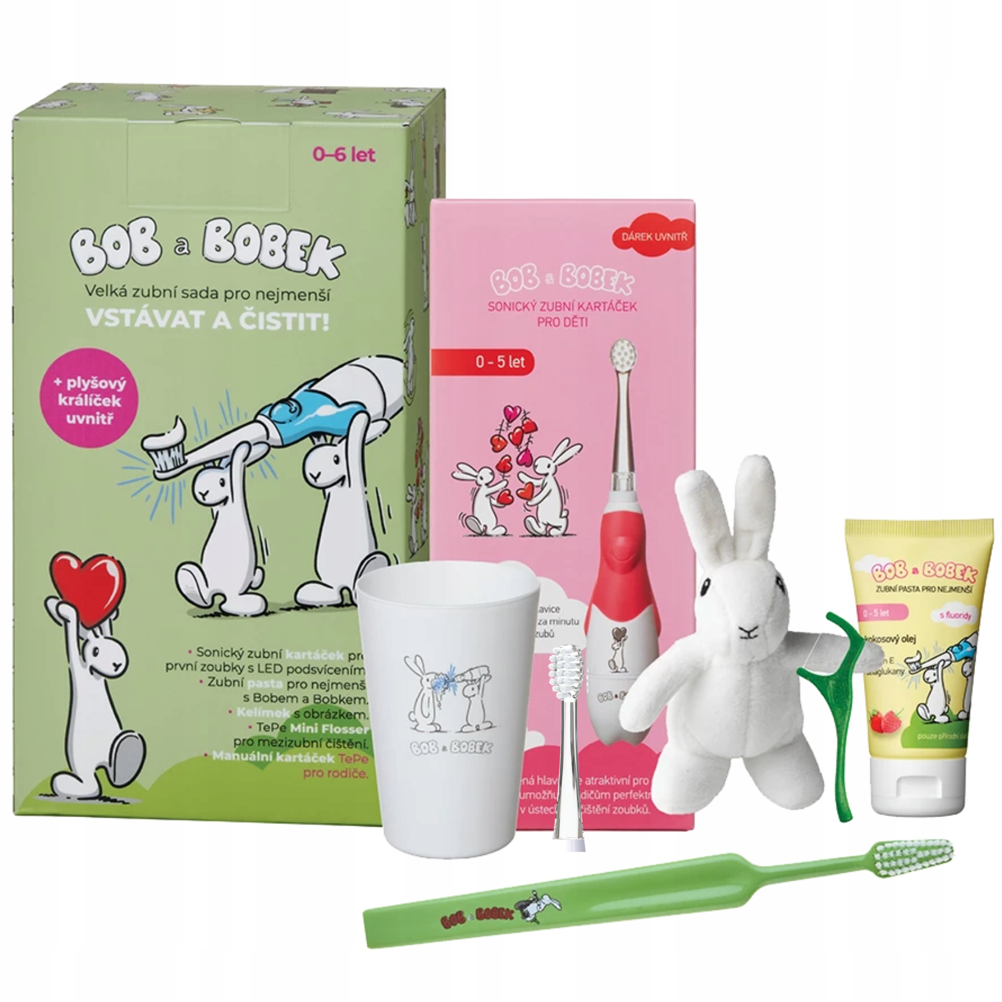 Szczoteczka Soniczna Pasta Kubek Duży Zestaw Dla Dzieci Bob i Bobek 0-6 Lat