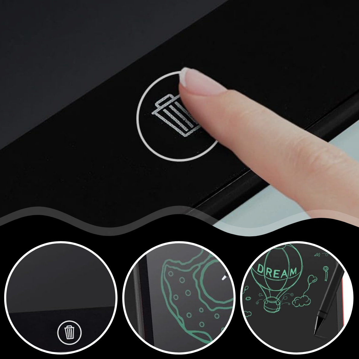 TABLET GRAFICZNY 8,5 CALA DO RYSOWANIA ZNIKOPIS TABLICA CZARNY NA PREZENT Wysokość produktu 22.5 cm