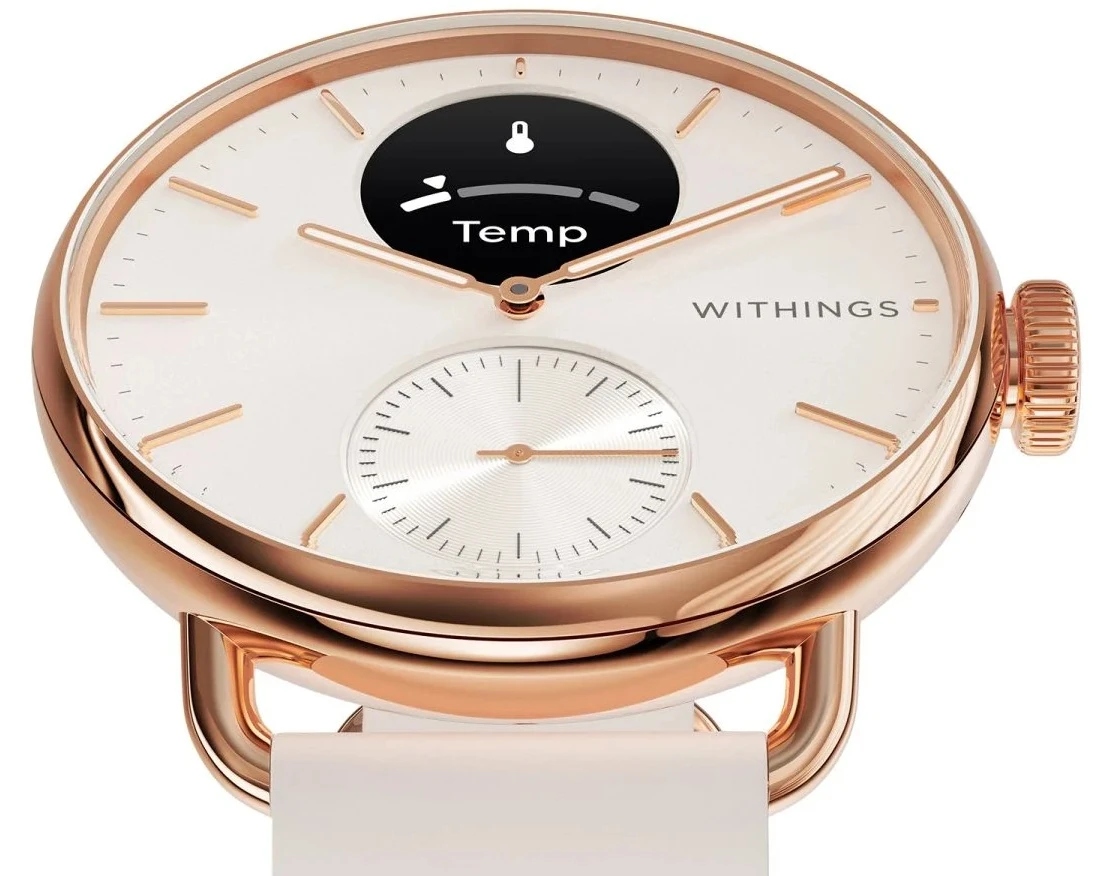 Розумний годинник Withings Scanwatch 2 з датчиком серцевого ритму, ЕКГ та температури, 38 мм, сталь, BT