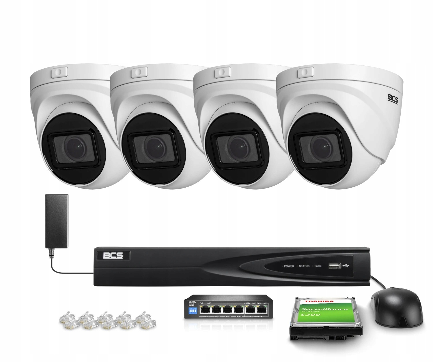 Sada monitorovania domu od firmy Ip kamera 4x BCS-V-EIP45VSR3 5MPx Ir 30