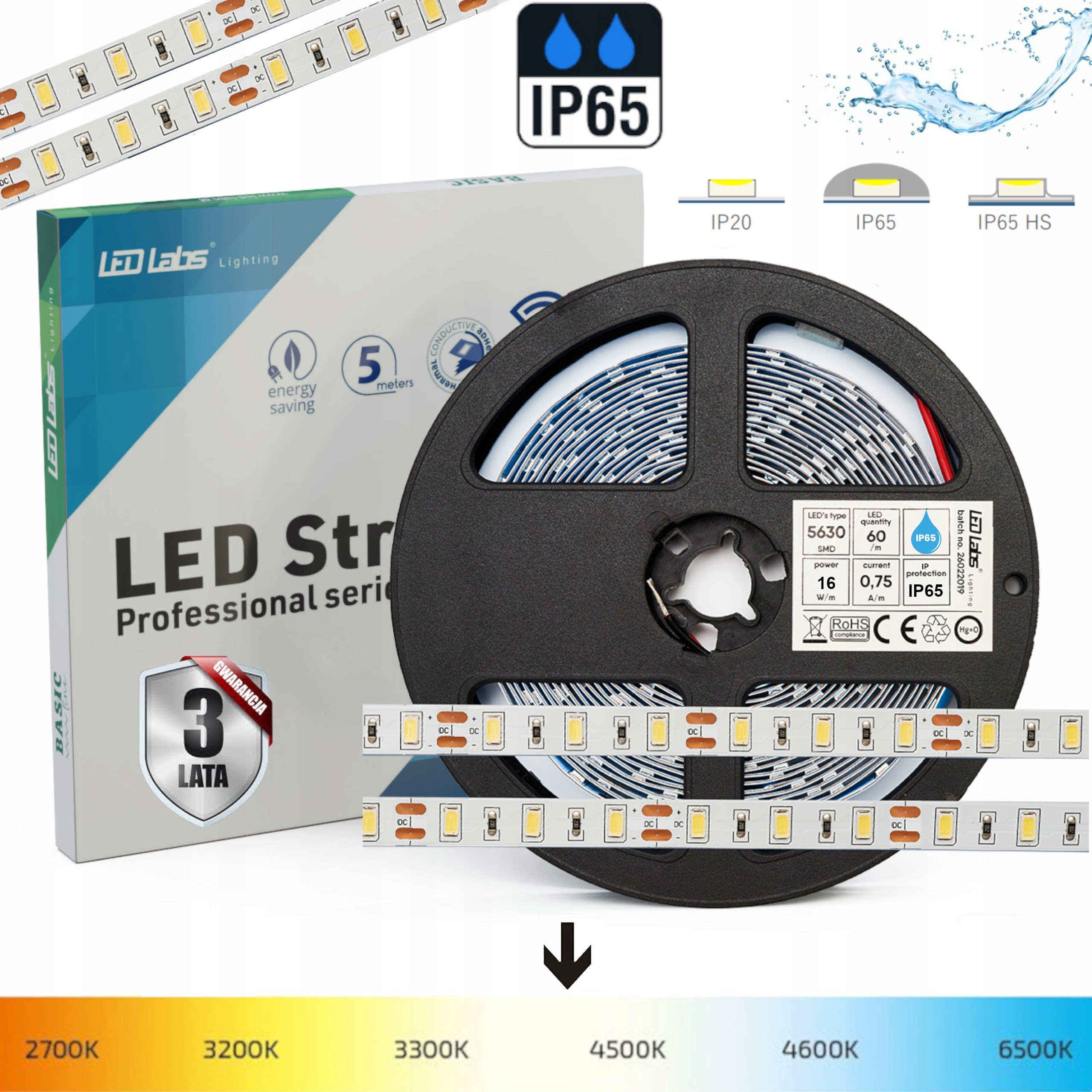 WODOODPORNA TAŚMA PRO HS LED IP65 16W/m NEUTRALNA