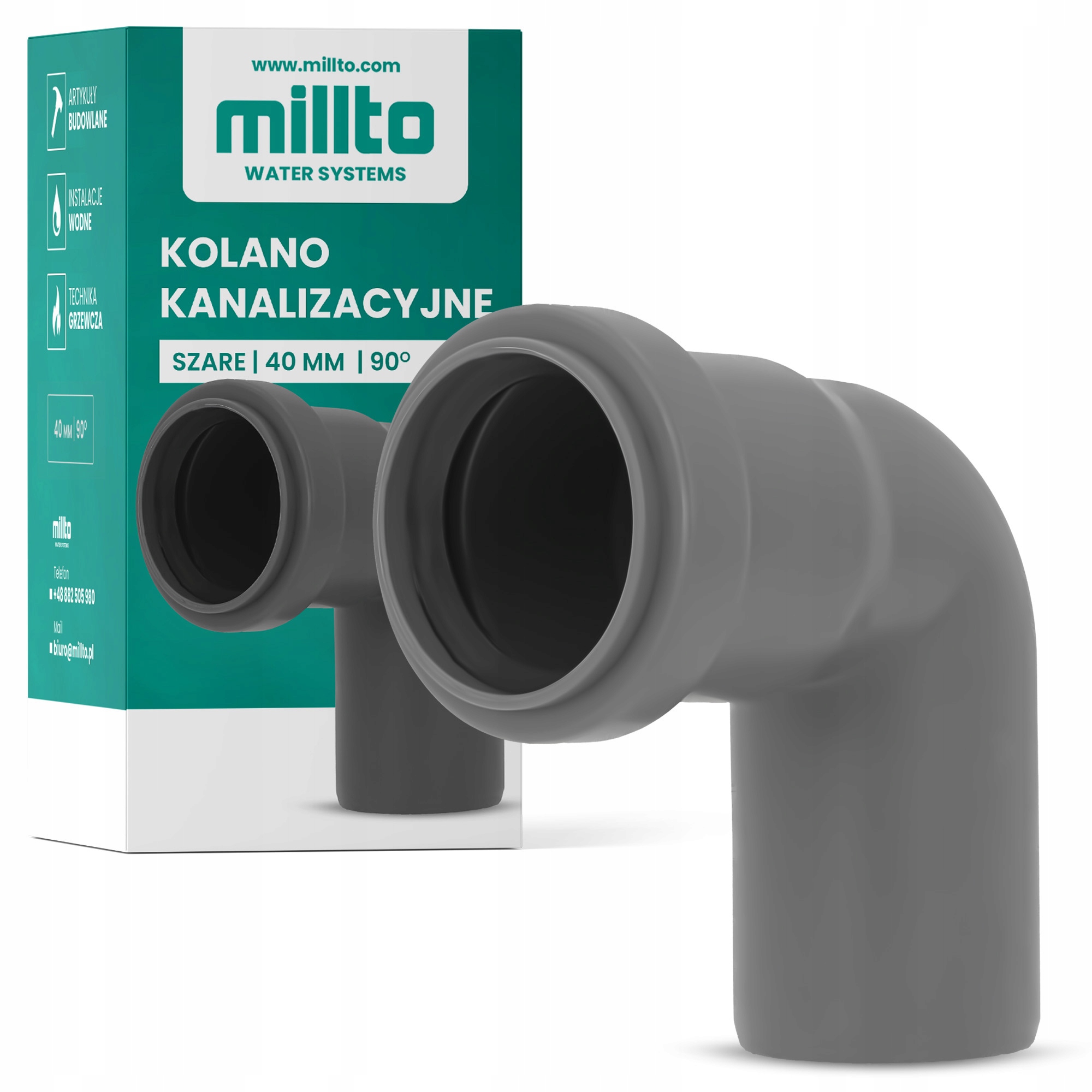 

Kolano Kanalizacyjne Łącznik Pp 40 mm 90° Szare