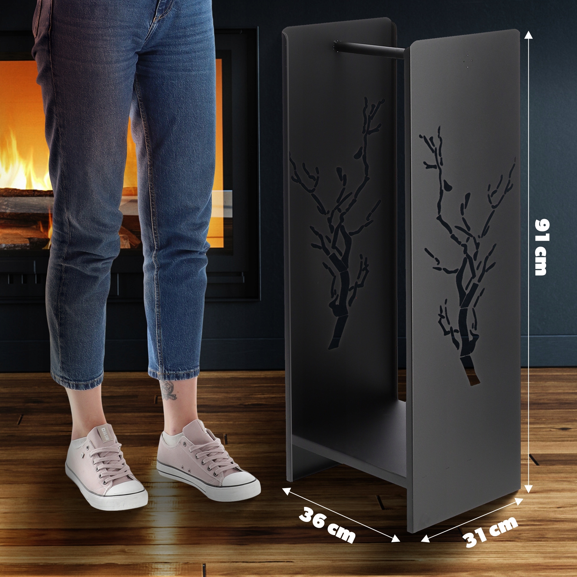 STOJAK NA DREWNO KOMINKOWE OPAŁOWE METAL MAT 90 CM Kod producenta K6616