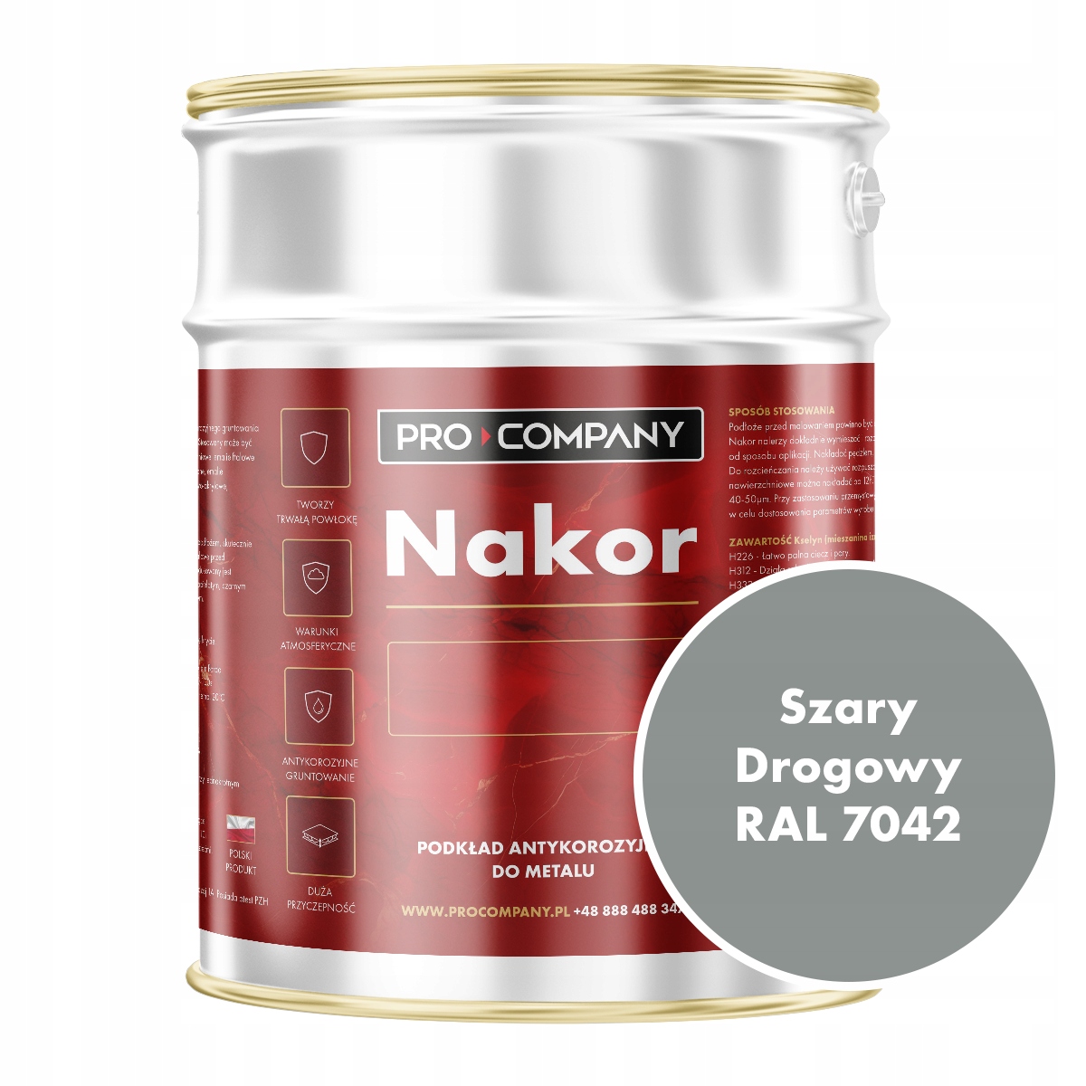 Nakor Szybkoschnący podkład antykorozyjny 3l Szary Drogowy Ral 7042