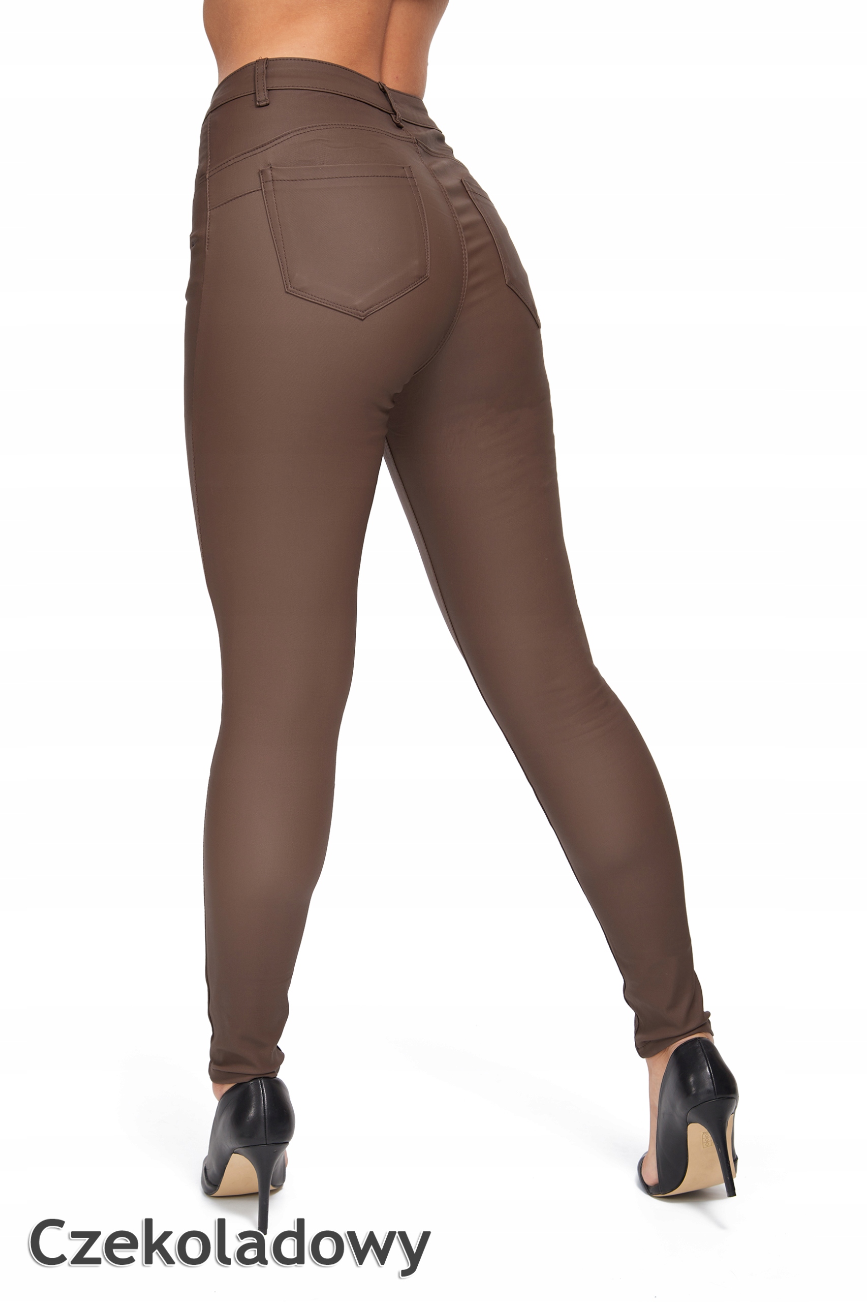 668_ L/40 _Spodnie Eko Skóra woskowane Kolor brązowy