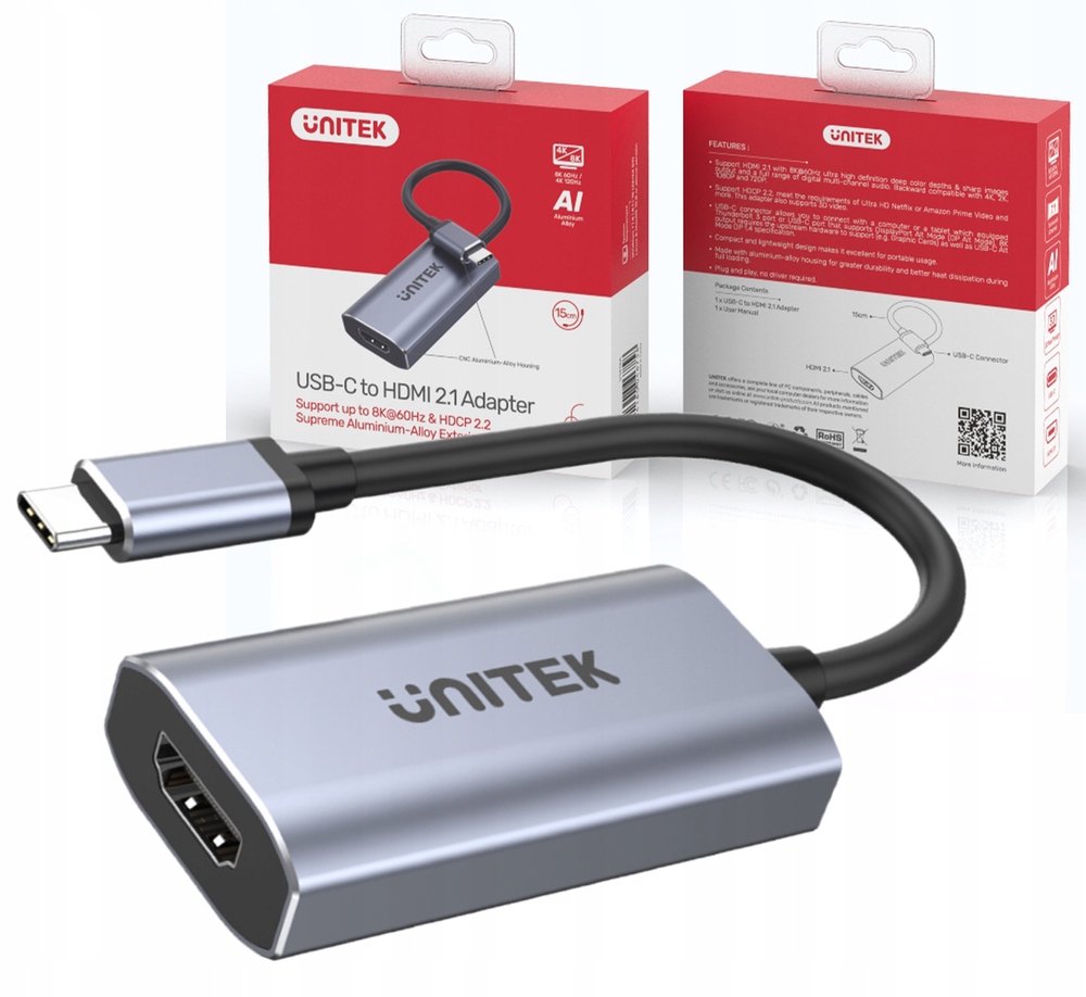 

Unitek Adapter przejściówka Usb-c na Hdmi 2.1 8K