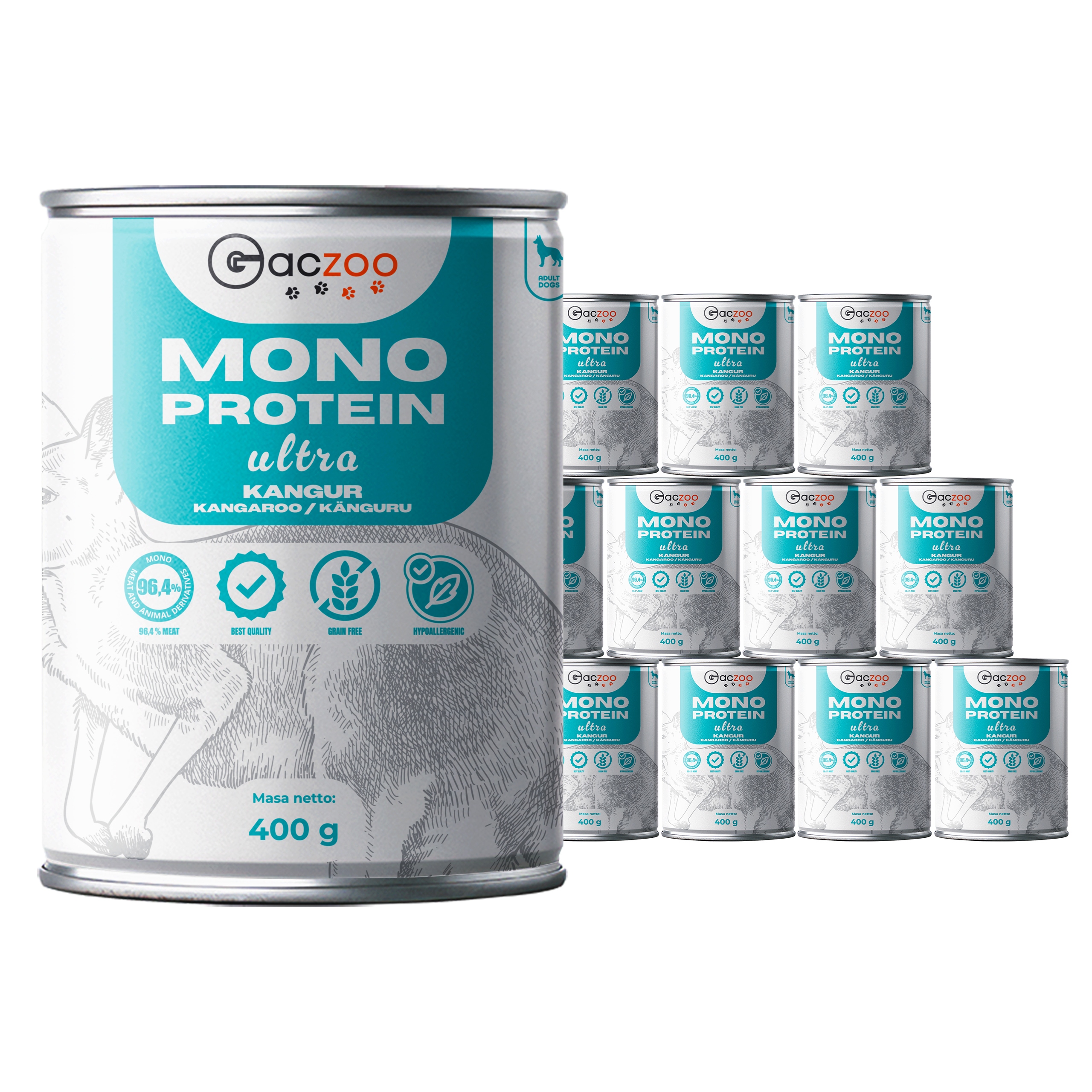 Levně Vlhké krmivo monoproteinové krmivo pro psy Gaczoo Mono Protein Ultra Kangur 12 x 400 g