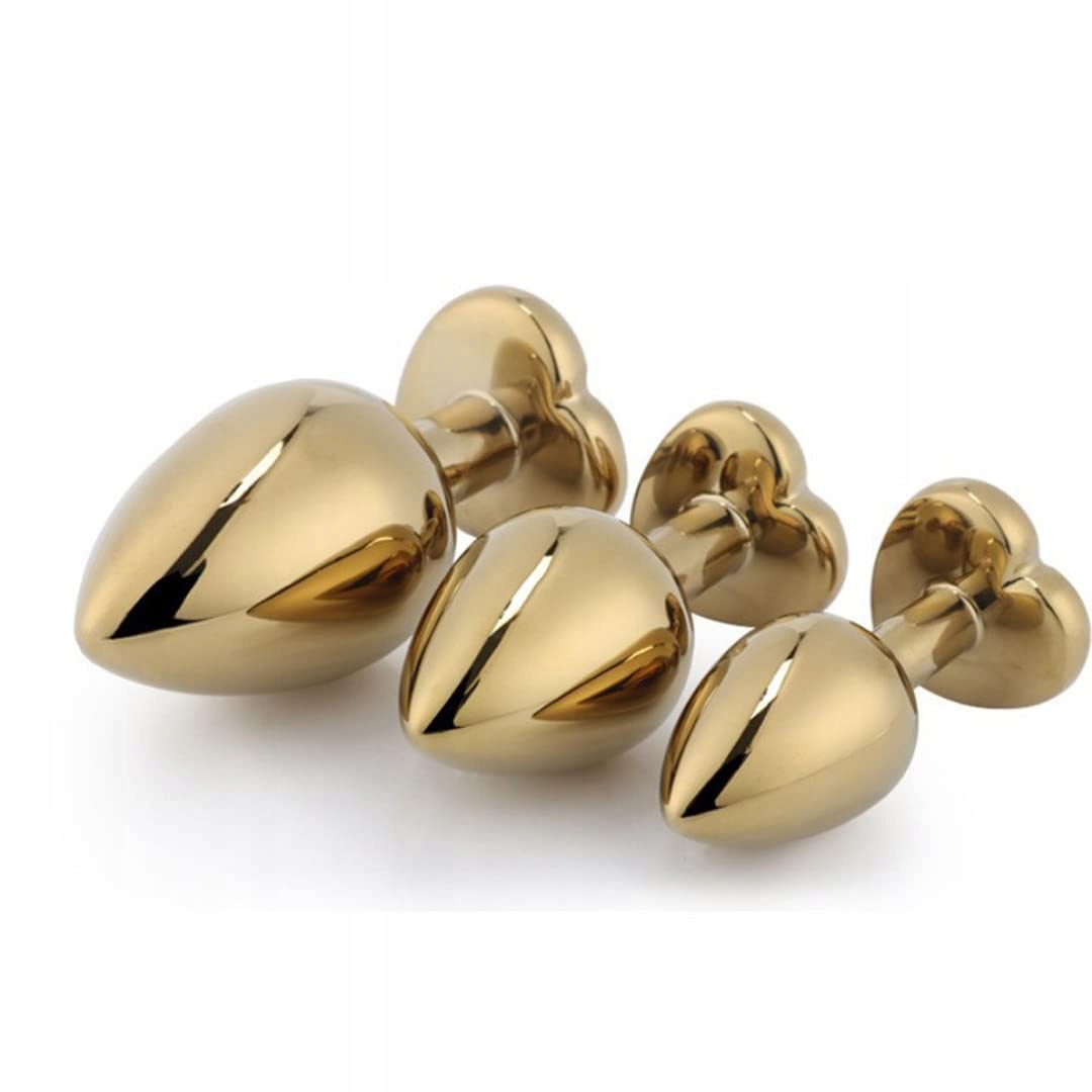 GLITTER GOLD Anal Plug Set with Crystal Heart for Women and Men — miniatura 3