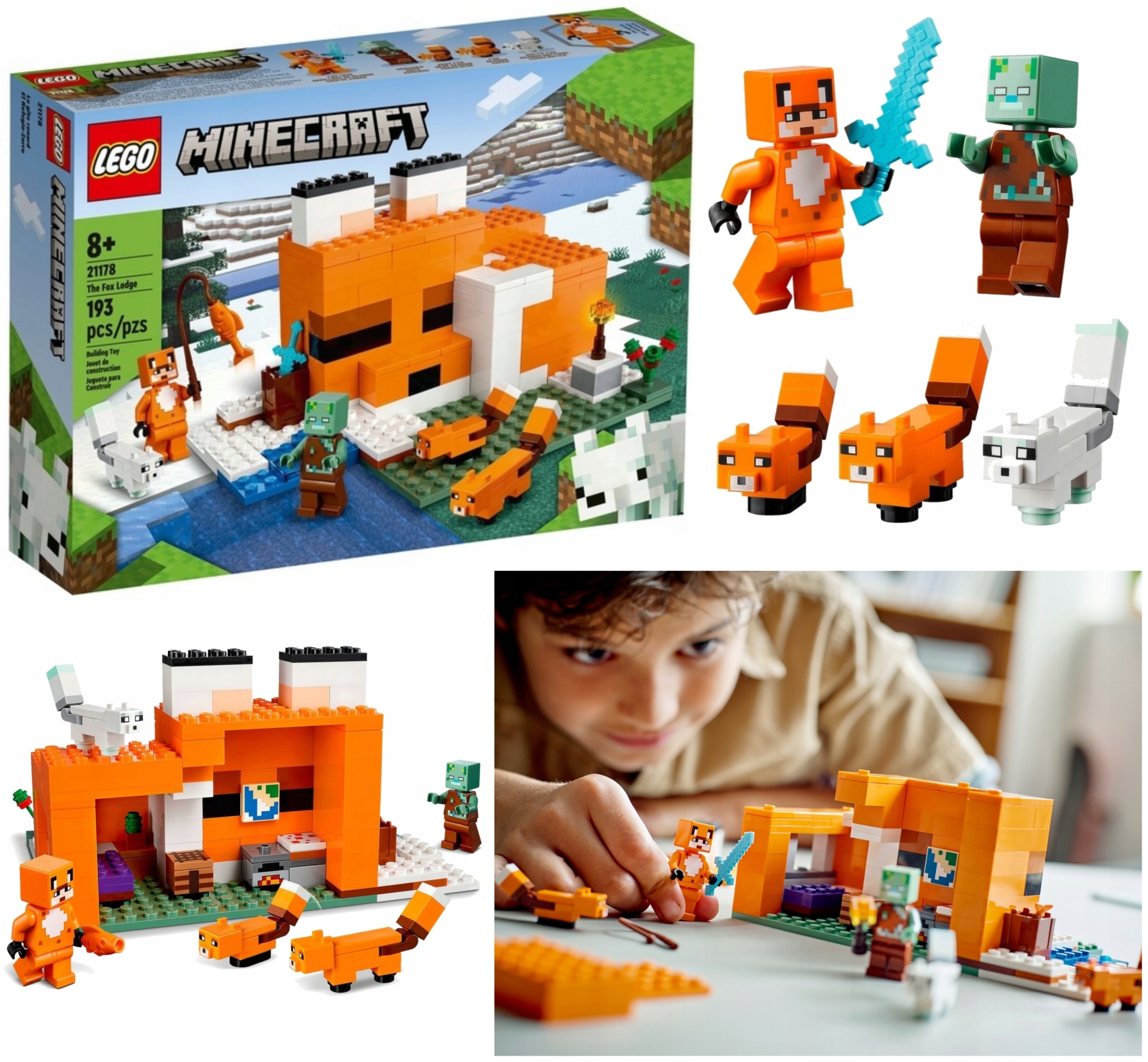 LEGO MINECRAFT Siedlisko Lisów Klocki LEGO ORYGINALNE NOWE + GRATIS