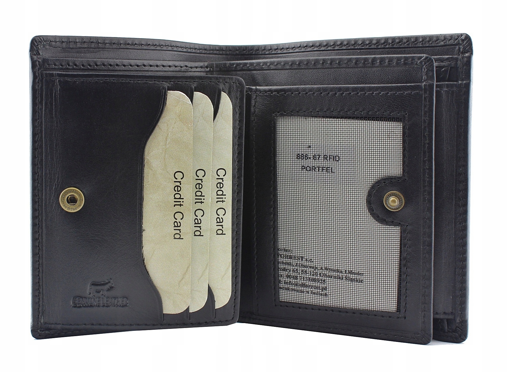 

Portfel męski Skórzany ochrona kart Czarny skóra