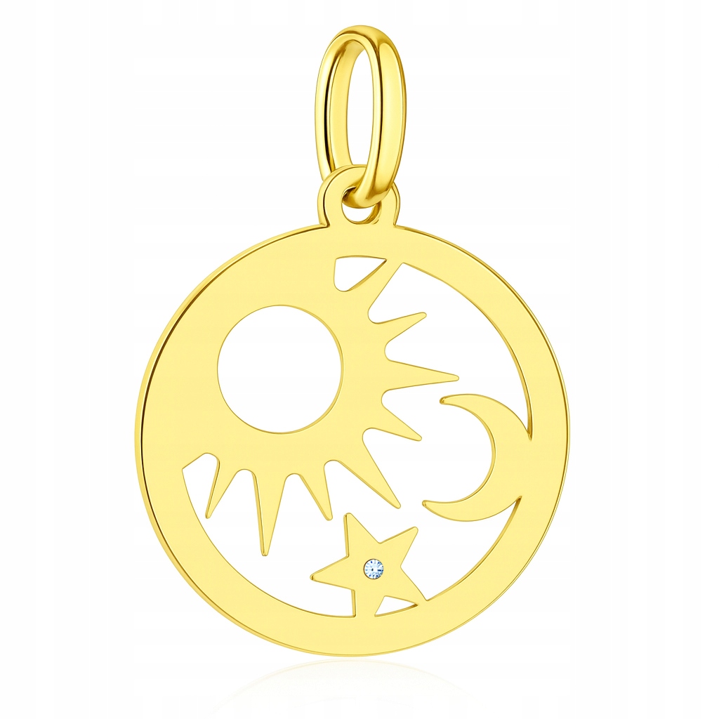 Zlatý přívěsek slunce, měsíc, hvězda s briliantem Au 585
