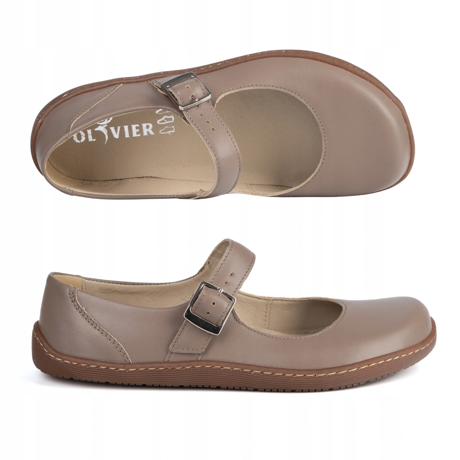 Dámské barefootové baleríny Olivier 1286 kožené cappuccino 37