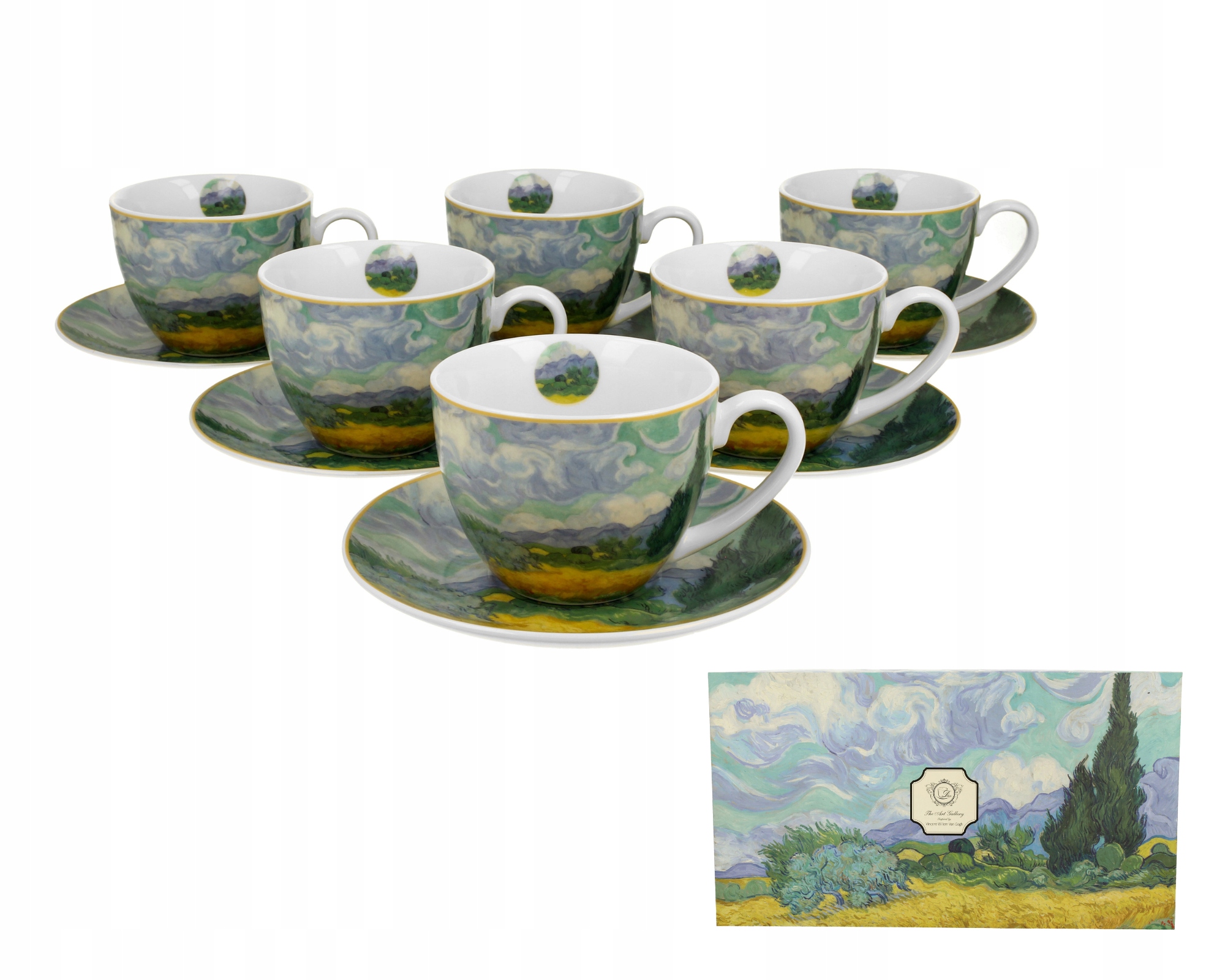 Sada šálok na kávu s porcelánovými podšálkami 6 ks Wheat Field