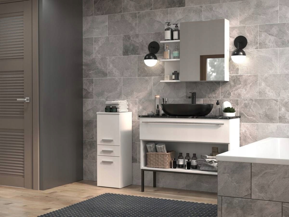 SZAFKA ŁAZIENKOWA REGAŁ PÓŁKI SZUFLADA SŁUPEK 30cm BIAŁY MAT Kolor mebla biały