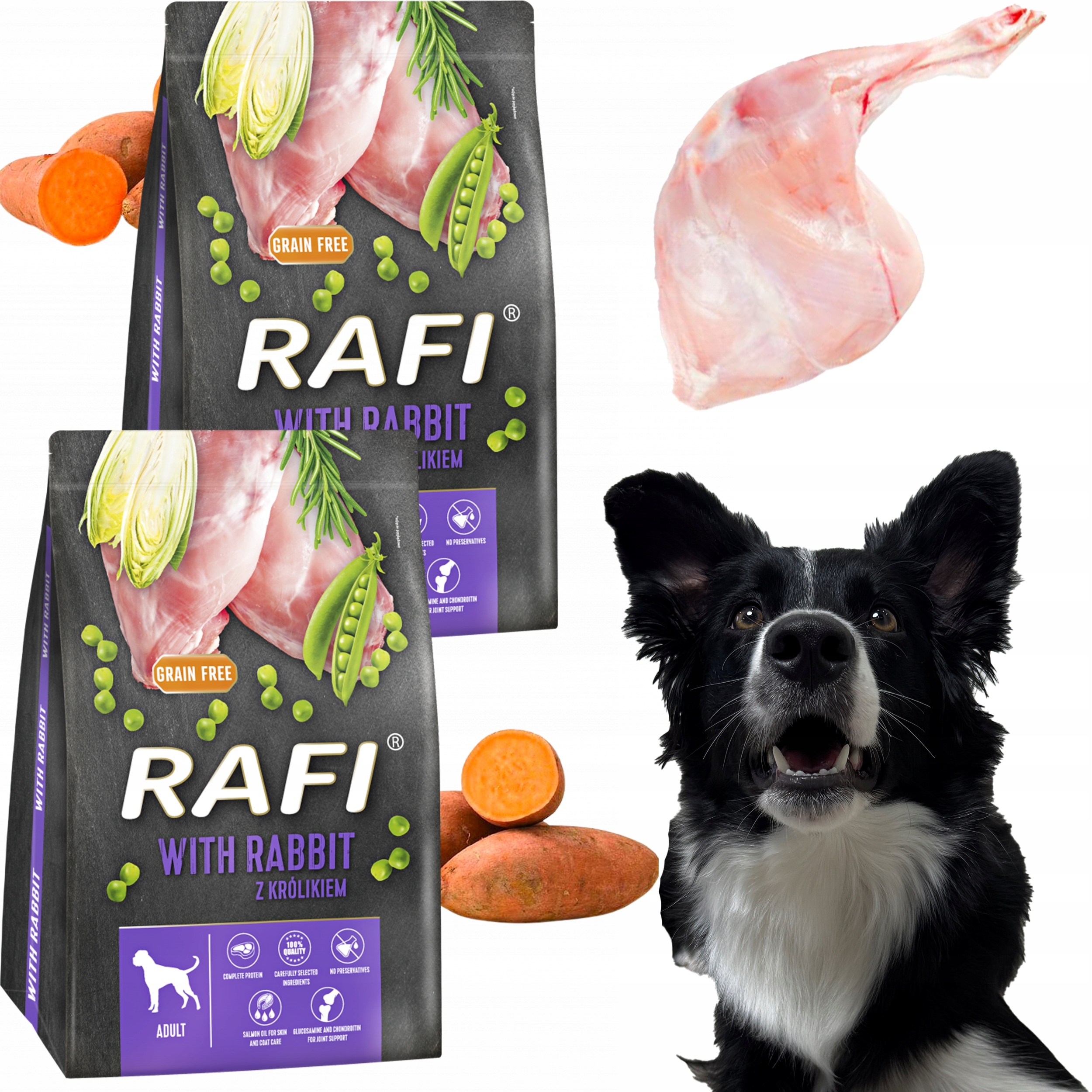 Levně Suché Krmivo Pro Psa Rafi Adult Králík 3KG, Sada 2 Kusů