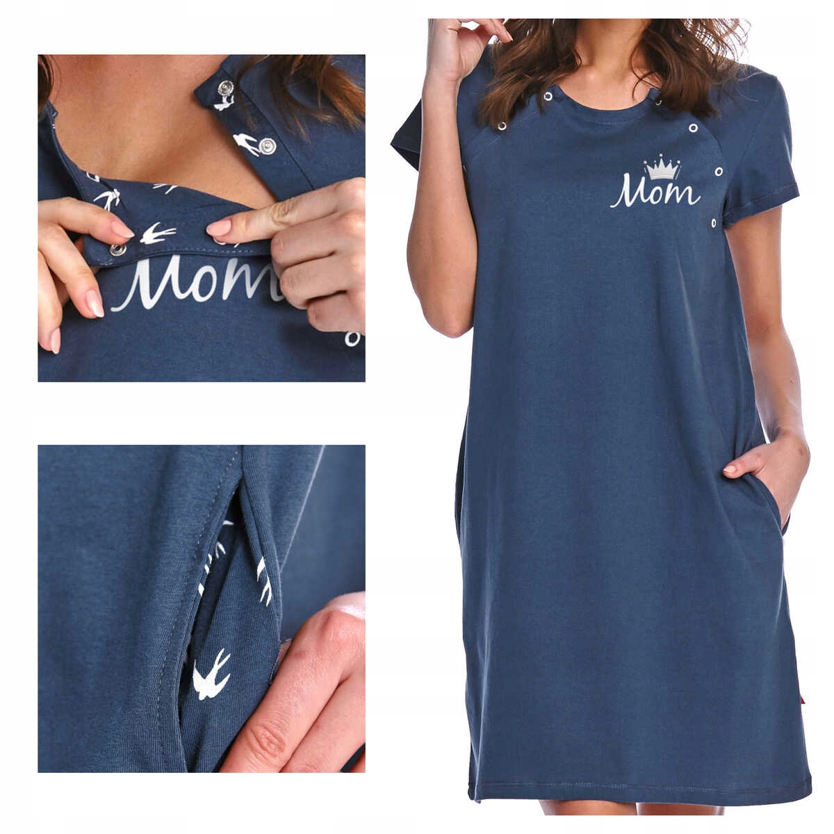 Doctornap noční bavlněná košile pro maminky Tcb 9992 deep blue XL