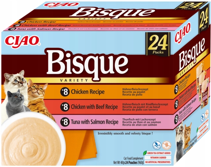 Inaba Ciao Bisque MIX Smaków Chicken Beef Fish Karma Dla Kota 24x40g