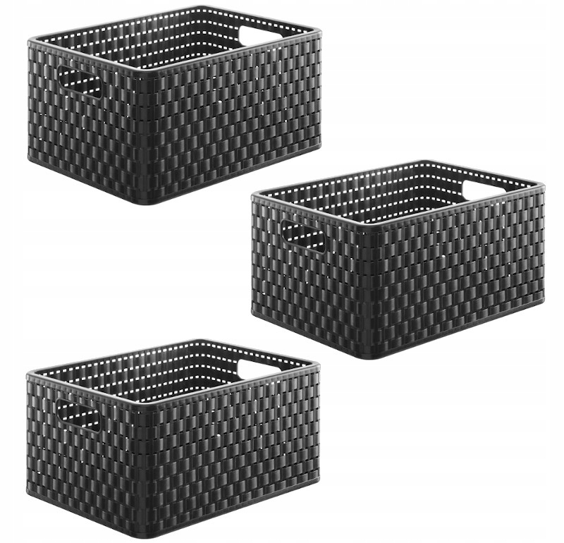 

Zestaw koszyków 3 szt x 18 L Rotho Country czarny