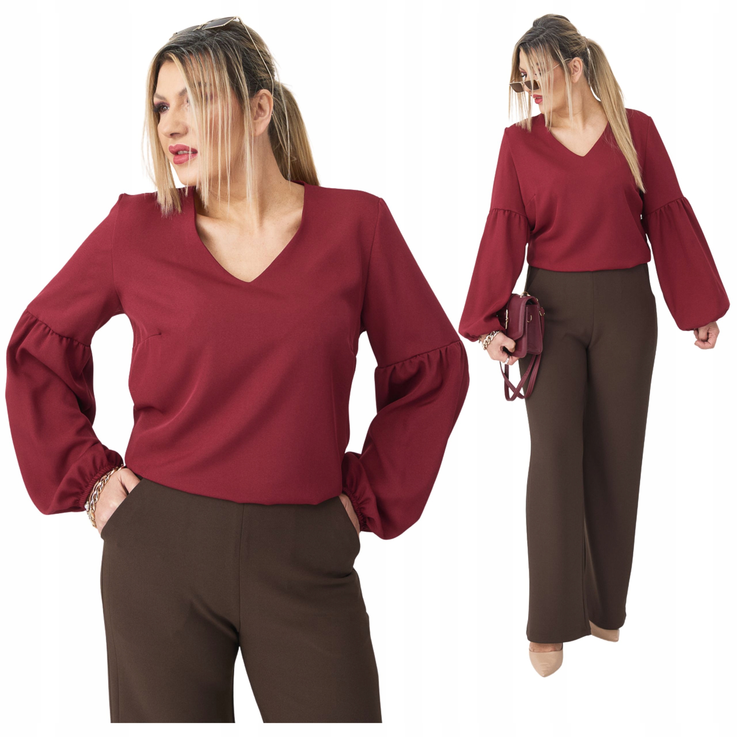 Bluzka z bufiastymi rękawami Polski Producent duże rozmiary