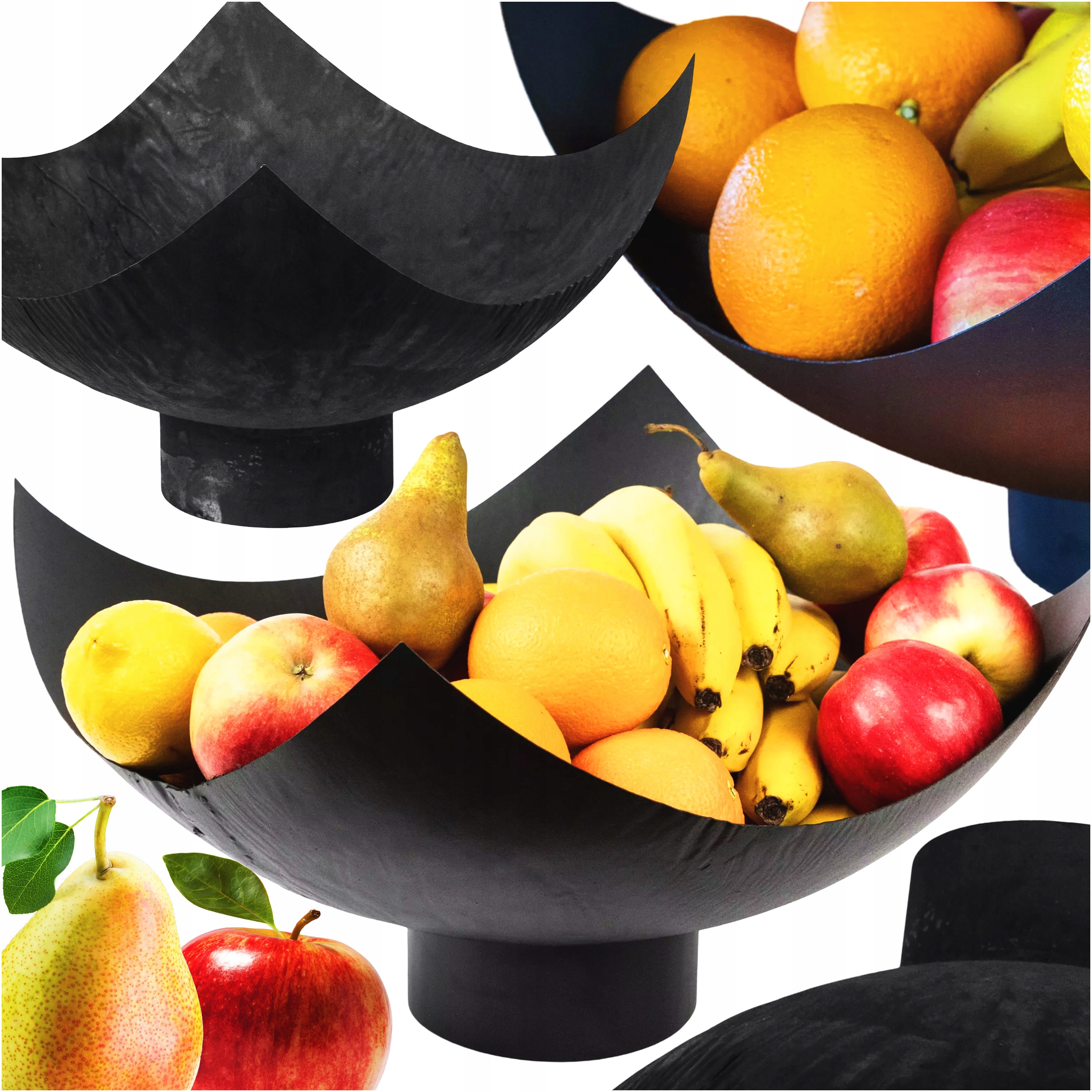 Podnos Miska Koš Na Ovoce Dekorativní Kovová Ocel Ručně Kovaná Černá