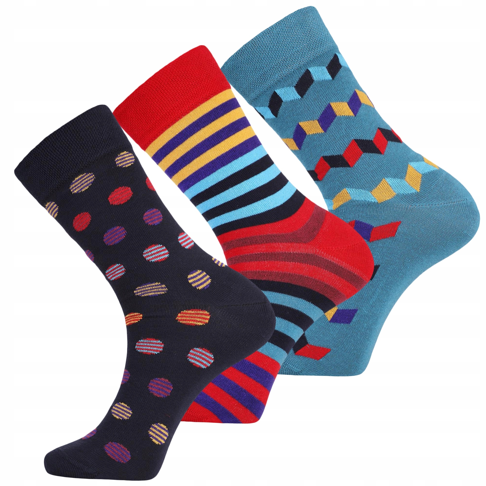 Pánské ponožky s 3 dlouhými barevnými vzory na Dárek Moraj 39-42
